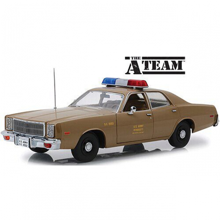 Greenlight Collectibles - 1/18 The A-Team (1983-87 TV) - 1977 Plymouth Fury Yhdysvaltain armeijan poliisi (USA) ryhmässä URHEILU, VAPAA-AIKA JA HARRASTUS / Harrastus / Muovimallit / Autot @ TP E-commerce Nordic AB (D18865)