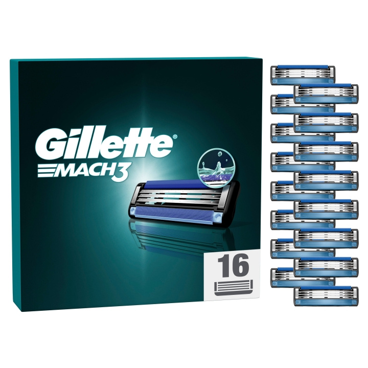 Gillette Mach3 partaterät - Sininen/Musta - 16 kpl ryhmässä KAUNEUS JA TERVEYS / Hiukset &Stailaus / Sheivaus ja trimmaus / Partahöylät & Tarvikkeet @ TP E-commerce Nordic AB (D19025)