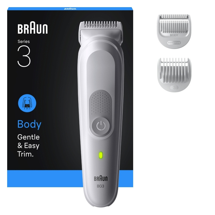 Braun Body Groomer Sarja 3, +3 hoitotyökalua, BG3530 - Gentle Grey (harmaa) ryhmässä KAUNEUS JA TERVEYS / Hiukset &Stailaus / Sheivaus ja trimmaus / Hiustrimmerit @ TP E-commerce Nordic AB (D19196)