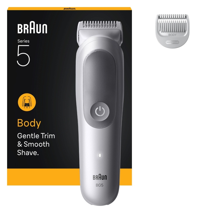 Braun Body Groomer Series 5 +2 hoitotyökalut - harmaa ryhmässä KAUNEUS JA TERVEYS / Hiukset &Stailaus / Sheivaus ja trimmaus / Hiustrimmerit @ TP E-commerce Nordic AB (D19199)