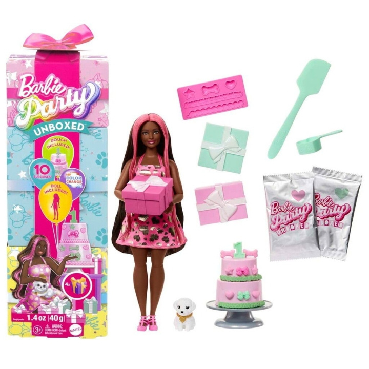 Barbie Party Unboxed Musta nukke - (960-2524) ryhmässä LELUT, TUOTTEET LAPSILLE JA VAUVOILLE / Leikkikalut, Askartelu &Pelit / Nuket & Tarvikkeet @ TP E-commerce Nordic AB (D19257)