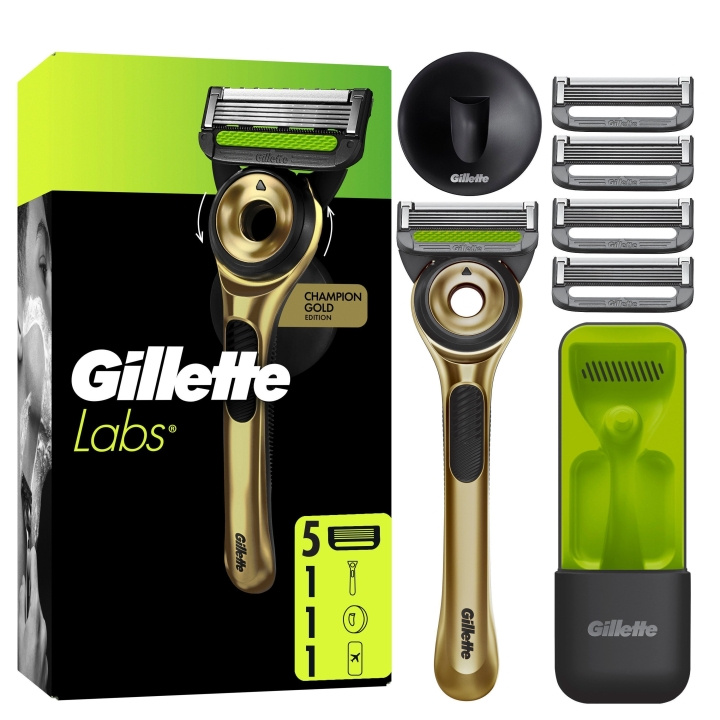 Gillette GilletteLabs With Exfoliating Bar Razor Champion Gold Edition - vihreä/musta ryhmässä KAUNEUS JA TERVEYS / Hiukset &Stailaus / Sheivaus ja trimmaus / Partahöylät & Tarvikkeet @ TP E-commerce Nordic AB (D19410)