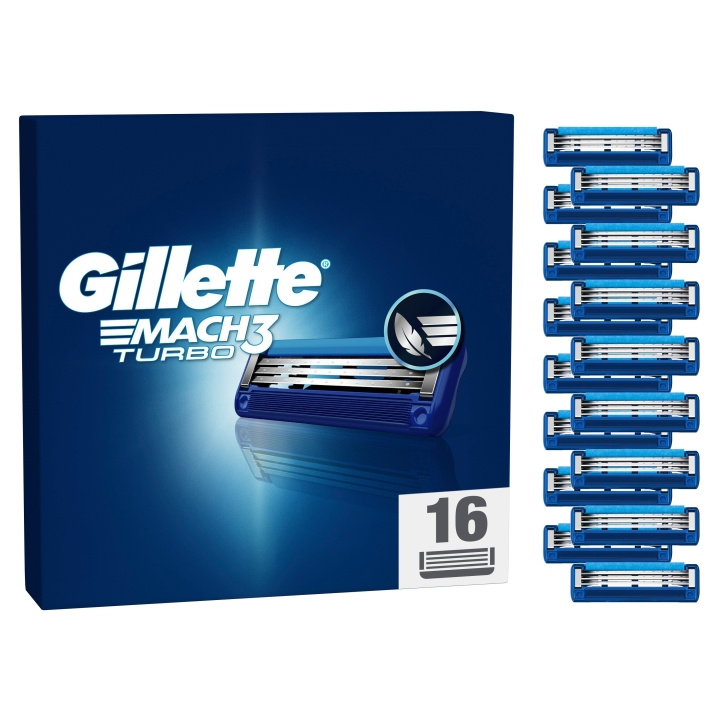 Gillette Mach3 Turbo miesten partakoneen terät - sininen/harmaa - 16 kpl ryhmässä KAUNEUS JA TERVEYS / Hiukset &Stailaus / Sheivaus ja trimmaus / Partahöylät & Tarvikkeet @ TP E-commerce Nordic AB (D19525)