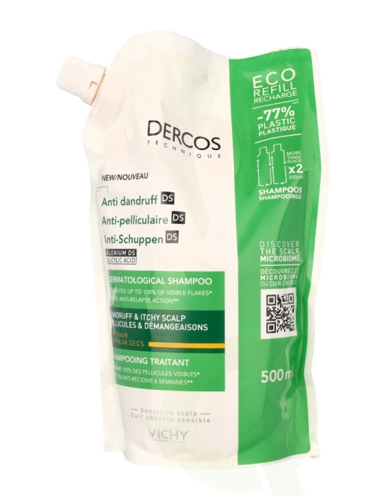 Vichy Dercos Anti-Dandruff Shampoo Refill 500 ml For Dry Hair ryhmässä KAUNEUS JA TERVEYS / Hiukset &Stailaus / Hiustenhoito / Shampoo @ TP E-commerce Nordic AB (D19634)