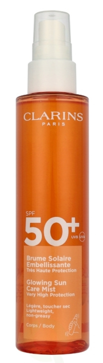 Clarins Glowing Sun Care Mist SPF50+ 150 ml Lightweight, Non-Greasy ryhmässä KAUNEUS JA TERVEYS / Ihonhoito / Rusketus / Aurinkosuoja @ TP E-commerce Nordic AB (D19650)