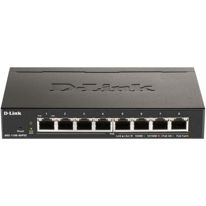 D-Link DGS-1100-08PV2 8-Port PoE Administrerbar Gigabitswitch ryhmässä TIETOKOONET & TARVIKKEET / Verkko / Kytkimet @ TP E-commerce Nordic AB (D19677)