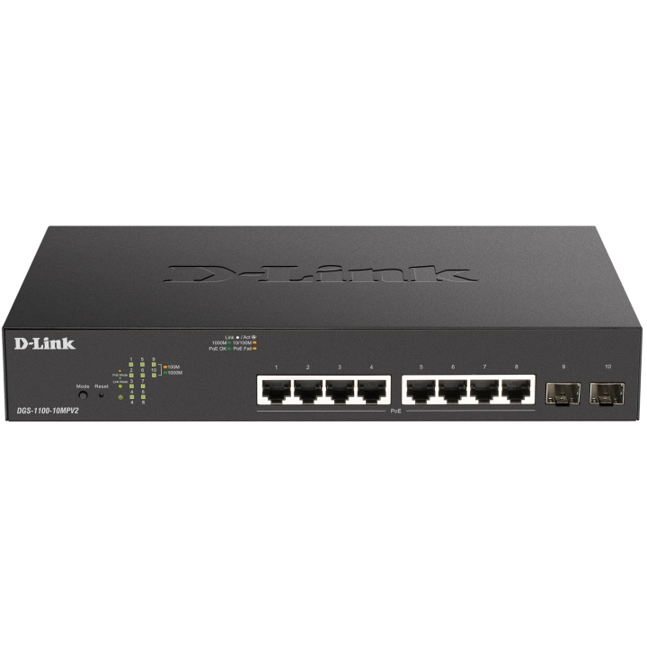 D-Link DGS-1100-10MPV2 10-port PoE+ Smart Administrerbar Gigabitswitch ryhmässä TIETOKOONET & TARVIKKEET / Verkko / Kytkimet @ TP E-commerce Nordic AB (D19678)