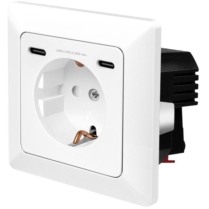 LogiLink Vägguttag 230V med 2xUSB-C PD 25W ryhmässä KOTI, TALOUS JA PUUTARHA / Sähkö & Valaistus / Sähköasennus / Pistorasia @ TP E-commerce Nordic AB (D19700)