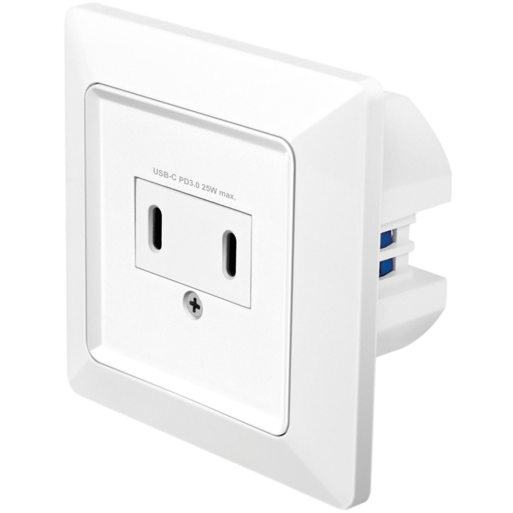 LogiLink Vägguttag med 2xUSB-C PD 25W ryhmässä KOTI, TALOUS JA PUUTARHA / Sähkö & Valaistus / Sähköasennus / Pistorasia @ TP E-commerce Nordic AB (D19701)
