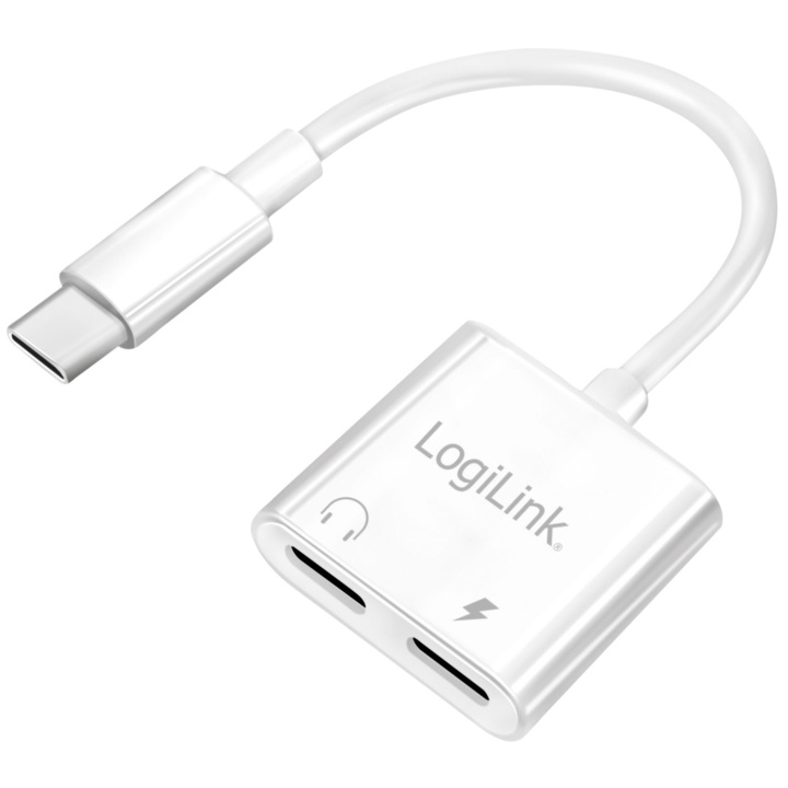 LogiLink USB-C-adapter med 1 x ljudport, 1 x USB-C PD 60W Vit ryhmässä TIETOKOONET & TARVIKKEET / Kaapelit & Sovittimet / USB / USB-C @ TP E-commerce Nordic AB (D19712)