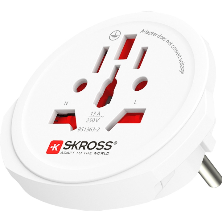 SKROSS Reseadapter Världen till Europa Jordad ryhmässä KOTI, TALOUS JA PUUTARHA / Sähkö & Valaistus / Matkasovittimet @ TP E-commerce Nordic AB (D19762)