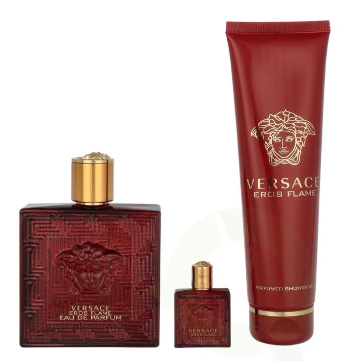 Versace Eros Flame Giftset 255 ml Edp Spray 100ml/ Bath & Shower Gel 150ml/Miniatura ryhmässä KAUNEUS JA TERVEYS / Lahjapakkaukset @ TP E-commerce Nordic AB (D19915)