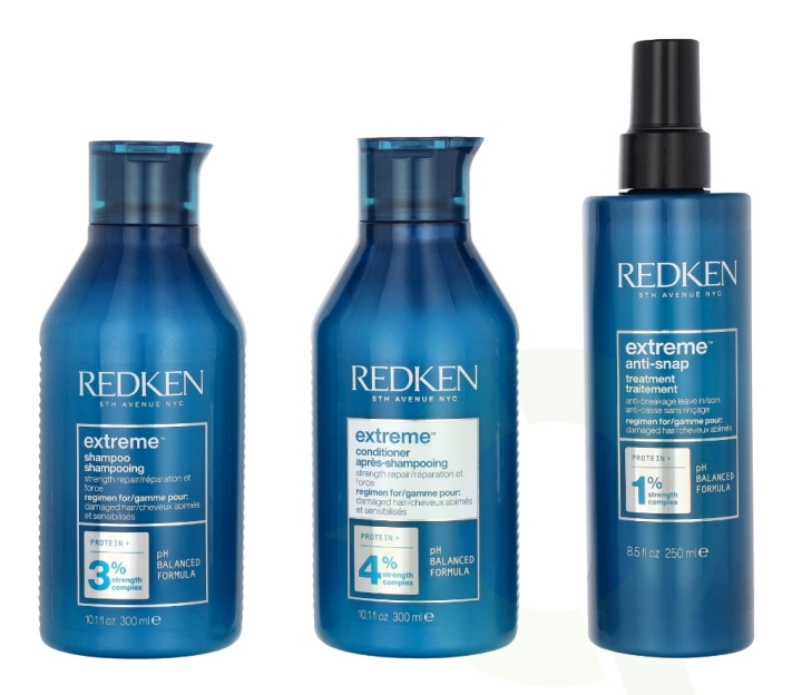 Redken Extreme Trio Set 850 ml 300ml/300ml/250ml ryhmässä KAUNEUS JA TERVEYS / Hiukset &Stailaus / Hiustenhoito / Shampoo @ TP E-commerce Nordic AB (D19989)
