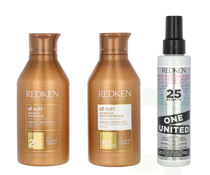 Redken All Soft Trio Set 750 ml 300ml/300ml/150ml ryhmässä KAUNEUS JA TERVEYS / Hiukset &Stailaus / Hiustenhoito / Hiusnaamio @ TP E-commerce Nordic AB (D20207)