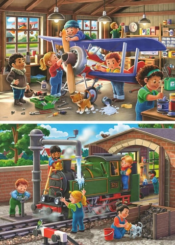 Ravensburger Lentokoneiden ja junien korjaukset 2x24p - (12004044) ryhmässä LELUT, TUOTTEET LAPSILLE JA VAUVOILLE / Leikkikalut, Askartelu &Pelit / Lasten palapeli @ TP E-commerce Nordic AB (D20405)
