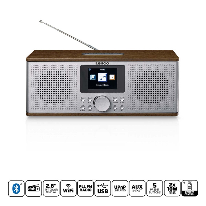 Lenco Älykäs Internet-radio, jossa on DAB+ / FM ja Bluetooth® Wood ryhmässä KODINELEKTRONIIKKA / Ääni & Kuva / Kotiteatteri, HiFi ja kannettavat / Radio & Herätyskellot / Radio @ TP E-commerce Nordic AB (D20926)