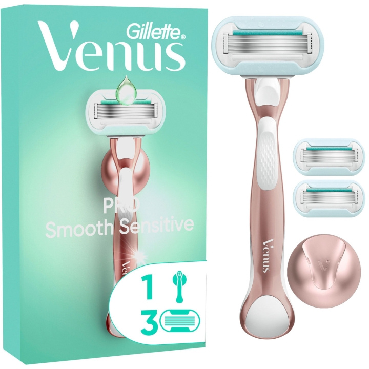 Gillette Rakhyvel Pro Smooth Sensitive + 3st rakblad ryhmässä KAUNEUS JA TERVEYS / Hiukset &Stailaus / Sheivaus ja trimmaus / Partahöylät & Tarvikkeet @ TP E-commerce Nordic AB (D21006)