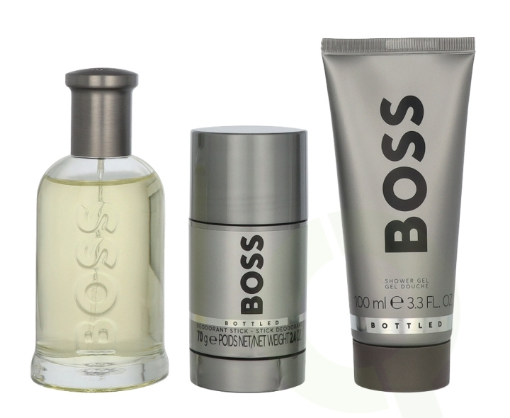 Hugo Boss Bottled Gitset 350 ml Edt Spray 100ml/Body Lotion 100ml/Deodorant Spray 150ml ryhmässä KAUNEUS JA TERVEYS / Tuoksut & Parfyymit / Parfyymit / Miesten Tuoksut @ TP E-commerce Nordic AB (D21344)