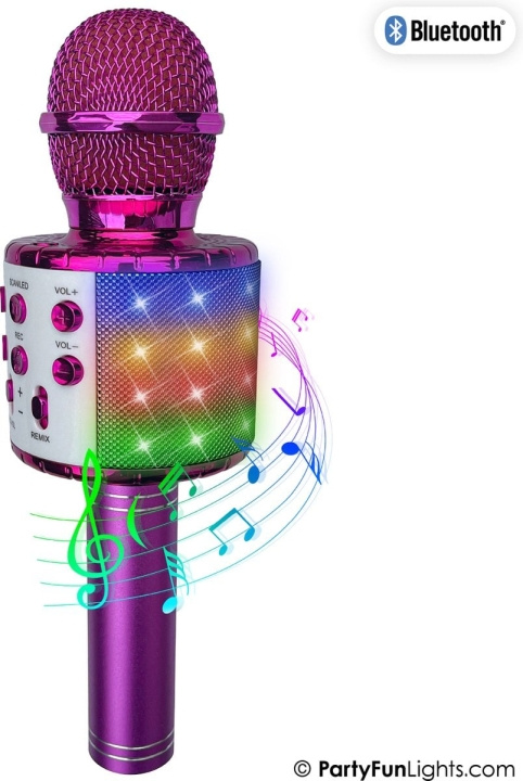 Party Fun Lights Karaoke microphone with speaker - Pink (605601) ryhmässä KODINELEKTRONIIKKA / Ääni & Kuva / Kaiuttimet & Tarvikkeet / Bluetooth-kaiutin @ TP E-commerce Nordic AB (D21510)