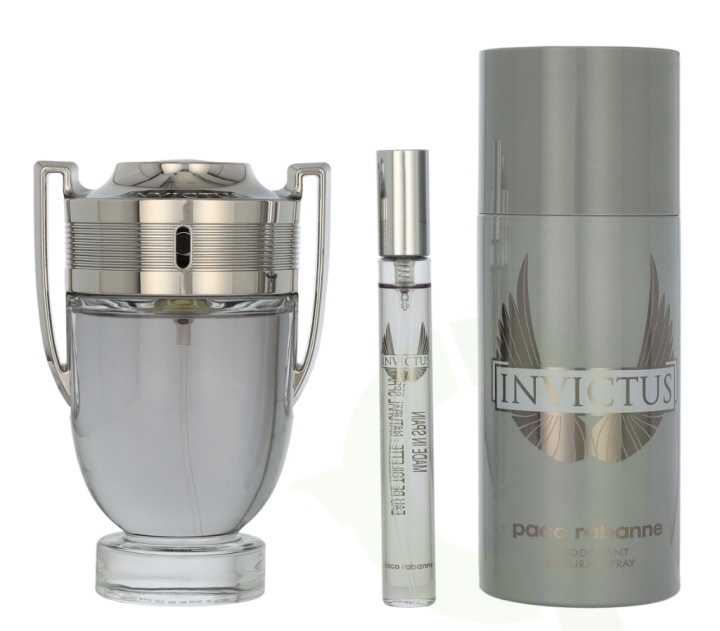 Paco Rabanne Invictus Giftset 260 ml Edt Spray 100 ml/Deodorant Spray 150 ml/Edt Travel Spray 10 ml ryhmässä KAUNEUS JA TERVEYS / Lahjapakkaukset / Naisten lahjapakkaukset @ TP E-commerce Nordic AB (D21761)