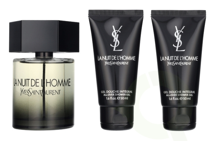 Yves Saint Laurent YSL La Nuit De L\'Homme Giftset 200 ml Edt Spray 100ml/2x Shower Gel 50ml ryhmässä KAUNEUS JA TERVEYS / Tuoksut & Parfyymit / Parfyymit / Miesten Tuoksut @ TP E-commerce Nordic AB (D21803)