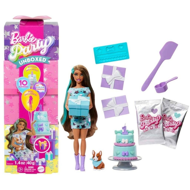 Barbie Party Unboxed Brunette-nukke - (960-2525) ryhmässä LELUT, TUOTTEET LAPSILLE JA VAUVOILLE / Leikkikalut, Askartelu &Pelit / Nuket & Tarvikkeet @ TP E-commerce Nordic AB (D21868)