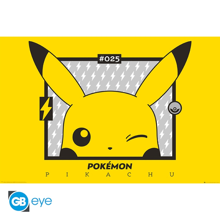 Abysse Pikachun vinkkausjuliste - keltainen - 91.5x61 cm ryhmässä URHEILU, VAPAA-AIKA JA HARRASTUS / Hauskat tavarat / Keräilyesineet @ TP E-commerce Nordic AB (D22003)