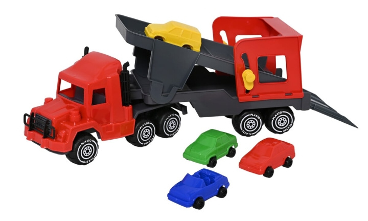 Plasto Autokuljetusvaunu, jossa on 4 vaunua - 47 cm (1643000) ryhmässä LELUT, TUOTTEET LAPSILLE JA VAUVOILLE / Leikkikalut, Askartelu &Pelit / Leikkiautot @ TP E-commerce Nordic AB (D22158)