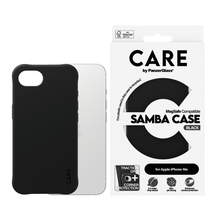 PanzerGlass CARE by PanzerGlass - Kotelo - Musta- iPhone 16e ryhmässä ÄLYPUHELIMET JA TABLETIT / Puhelimen suojakotelo / Apple / iPhone 16 @ TP E-commerce Nordic AB (D22238)
