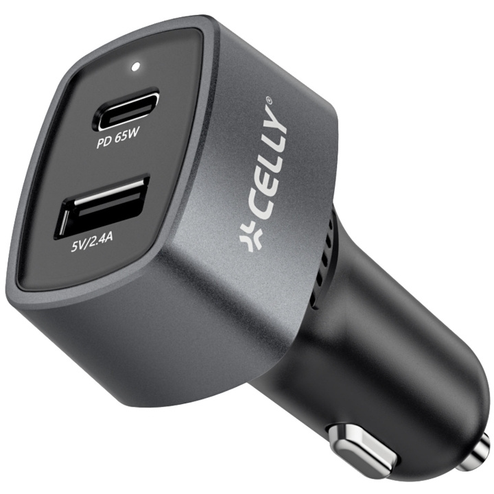 Celly Billaddare 1xUSB-C PD 1xUSB-A 65W ryhmässä ÄLYPUHELIMET JA TABLETIT / Laturit & Kaapelit / Autolaturi / Autolaturi Tyyppi C @ TP E-commerce Nordic AB (D22998)