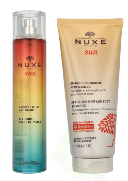 Nuxe Sun The Smell Of Summer Set 300 ml Delicious Fragrant Water Spray 100ml/After Sun Hair & Body Shampoo 200ml ryhmässä KAUNEUS JA TERVEYS / Hiukset &Stailaus / Hiustenhoito / Shampoo @ TP E-commerce Nordic AB (D23413)