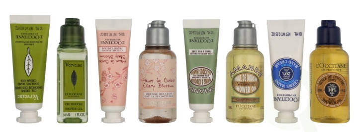 L\'Occitane Mixed Lines Set 175 ml Verbena Shower Gel 30ml/Verbena Hand Cream 10ml/Almond Shower Oil 35ml/Almond Hand Cream 10ml/Shea Butter Shower Oil 35ml/Shea Butter Hand Cream 10ml/Cherry Blossom Shower Gel 35ml/Cherry Blossom Hand Cream 10ml ryhmässä KAUNEUS JA TERVEYS / Lahjapakkaukset / Naisten lahjapakkaukset @ TP E-commerce Nordic AB (D23420)