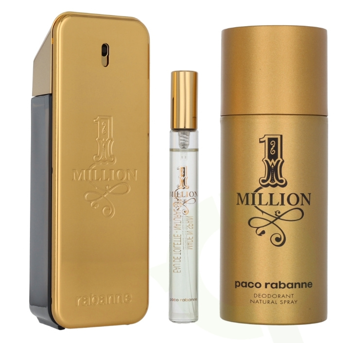 Paco Rabanne 1 Million Giftset 260 ml Edt Spray 100 ml/Deo Spray 150 ml/Edt Travel Spray 10ml ryhmässä KAUNEUS JA TERVEYS / Tuoksut & Parfyymit / Parfyymit @ TP E-commerce Nordic AB (D23571)