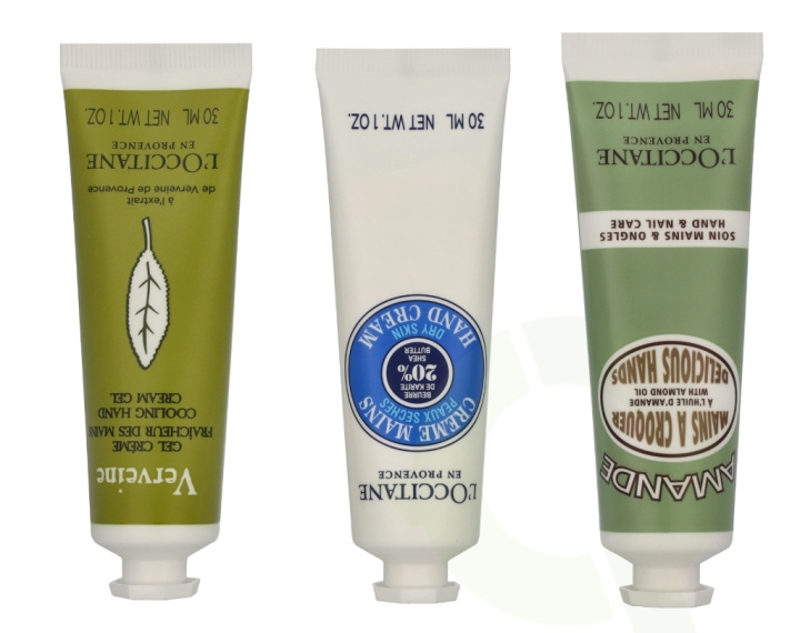 L\'Occitane Soft Hands Trio Set 90 ml Almond Delicious 30ml / Shea Butter 30ml / Verveine Cooling 30ml ryhmässä KAUNEUS JA TERVEYS / Manikyyri/Pedikyyri / Käsirasva @ TP E-commerce Nordic AB (D23654)