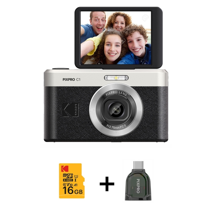 Kodak Digitaalinen Kamera Pixpro C1 CMOS 5x 16MP Paketti Musta ryhmässä KODINELEKTRONIIKKA / Valokuvat & Videot / Kamerat @ TP E-commerce Nordic AB (D23719)