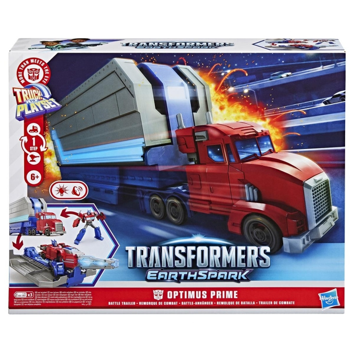 Transformers Earthspark Optimus Prime Battle Trailer ryhmässä LELUT, TUOTTEET LAPSILLE JA VAUVOILLE / Leikkikalut, Askartelu &Pelit / Leikkiautot @ TP E-commerce Nordic AB (D23726)