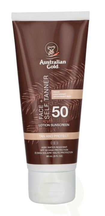 Australian Gold Face + Self Tanner Sunscreen Lotion SPF50 88 ml ryhmässä KAUNEUS JA TERVEYS / Ihonhoito / Rusketus / Aurinkosuoja @ TP E-commerce Nordic AB (D23992)