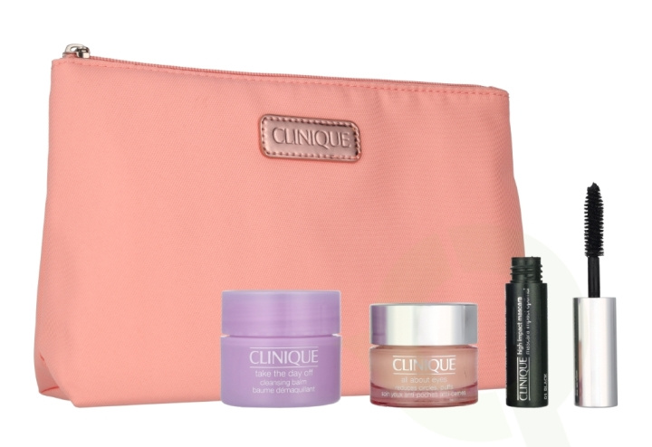 Clinique All About Eyes Set 33.5 ml All About Eyes Gel Cream 15m/Take The Day Off Cleasing Balm 15ml/High Impact Mascara 3,5ml/Bag ryhmässä KAUNEUS JA TERVEYS / Lahjapakkaukset / Naisten lahjapakkaukset @ TP E-commerce Nordic AB (D24060)