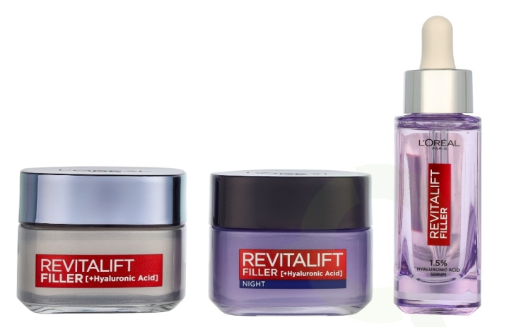 L\'Oreal Revitalift Filler Renew Routine Set 130 ml Day Cream 50ml/Night Cream 50ml/Serum 30ml ryhmässä KAUNEUS JA TERVEYS / Ihonhoito / Kasvot / Päivävoide @ TP E-commerce Nordic AB (D24126)