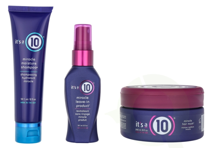 It\'s a 10 Miracle Hydration Set 358.2 ml Shampoo 59,1ml/Mask 240ml/Leave-in 59,1ml ryhmässä KAUNEUS JA TERVEYS / Hiukset &Stailaus / Hiustenhoito @ TP E-commerce Nordic AB (D24156)