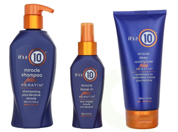 It\'s a 10 Keratin Set 711.4 ml Shampoo 295,7ml/Conditioner 295,7ml/Leave-in 120ml ryhmässä KAUNEUS JA TERVEYS / Hiukset &Stailaus / Hiustenhoito @ TP E-commerce Nordic AB (D24158)