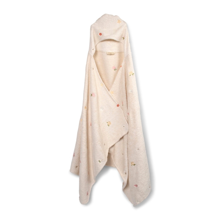 Filibabba Koruommeltu hupullinen pyyhe - Ocean Blossom - Valkoinen - 12-60 m (FI-03576) ryhmässä LELUT, TUOTTEET LAPSILLE JA VAUVOILLE / Lasten tekstiilit @ TP E-commerce Nordic AB (D24294)