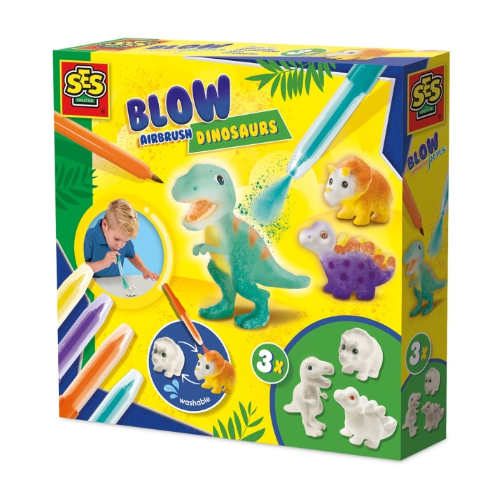 SES Creative Puhalluskynät - Airbrush dinosaurukset - (S14295) ryhmässä LELUT, TUOTTEET LAPSILLE JA VAUVOILLE / Leikkikalut, Askartelu &Pelit / Käsityöt @ TP E-commerce Nordic AB (D24397)