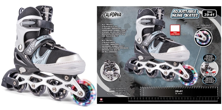 California Inliners w/light size 39-41 - Black (24944) ryhmässä LELUT, TUOTTEET LAPSILLE JA VAUVOILLE / Ulkoleut / Urheilu & Pelit @ TP E-commerce Nordic AB (D24504)