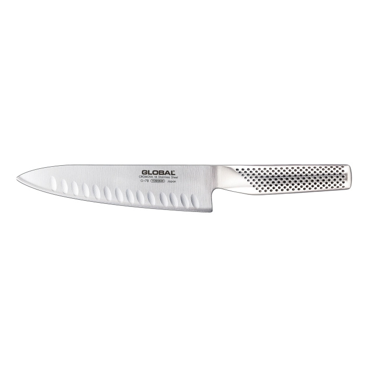 GLOBAL Keittiöveitsi Fluted 20cm terä (G-78 ) ryhmässä KOTI, TALOUS JA PUUTARHA / Keittiövälineet / Keittiöveitset ja veitsenteroittimet @ TP E-commerce Nordic AB (D24583)