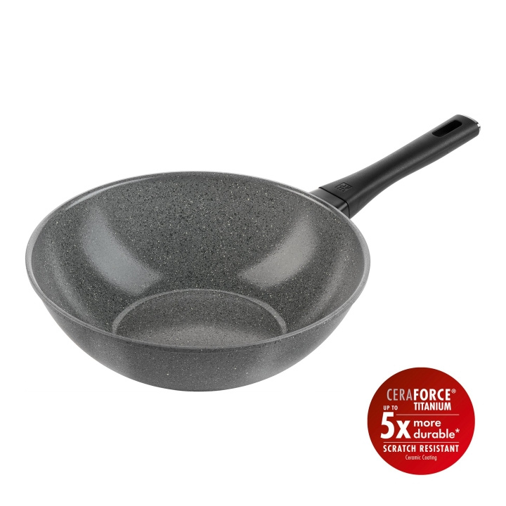 Zwilling Terreno Plus Keraaminen Wokki - Harmaa - 28 cm ryhmässä KOTI, TALOUS JA PUUTARHA / Keittiövälineet / Paistinpannut @ TP E-commerce Nordic AB (D24622)