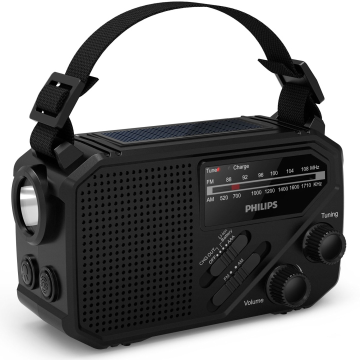 Philips Radio AM/FM Vevradio Solcell Ficklampa Svart ryhmässä KODINELEKTRONIIKKA / Ääni & Kuva / Kotiteatteri, HiFi ja kannettavat / Radio & Herätyskellot / Radio @ TP E-commerce Nordic AB (D24741)