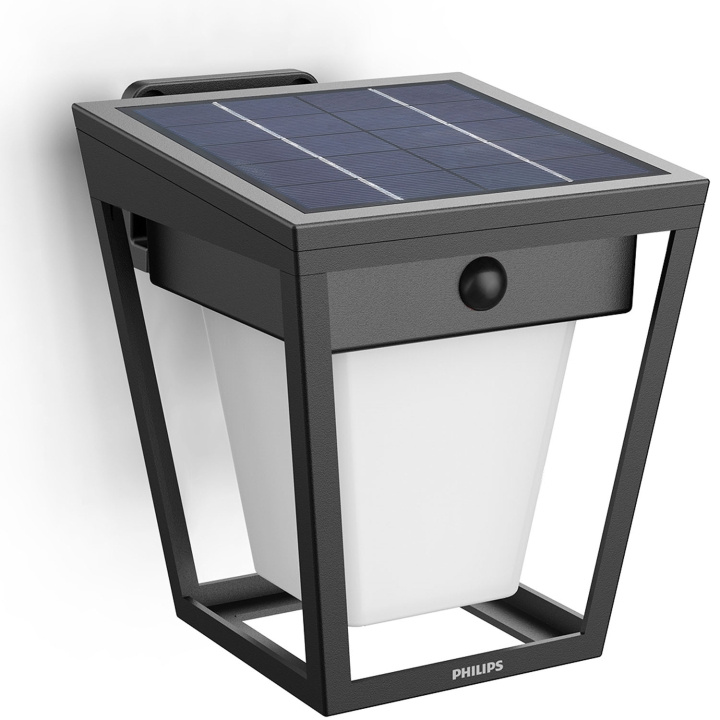 Philips Nissa Vägglampa Solcell LED 250/20lm Svart ryhmässä KOTI, TALOUS JA PUUTARHA / Sähkö & Valaistus / Ulkovalaistus / Julkisivuvalaistus / Liiketunnistimella @ TP E-commerce Nordic AB (D24805)