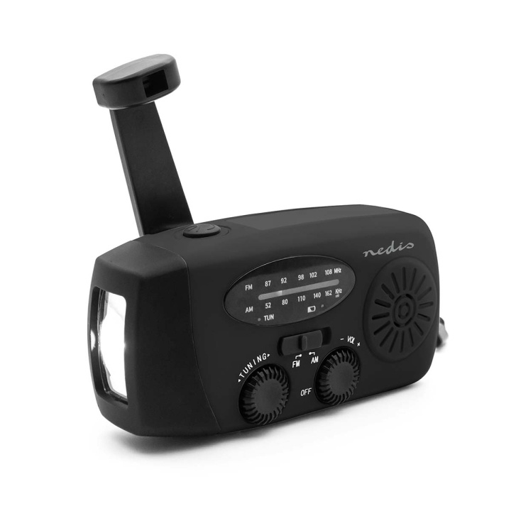 Nedis Hätäradio | Pöytämalli | AM / FM | Powerbank-toiminto | Akkukäyttöinen / Käsiveivi / USB Virta | Musta ryhmässä KOTI, TALOUS JA PUUTARHA / Kellot ja laskimet / Herätyskellot @ TP E-commerce Nordic AB (D24955)