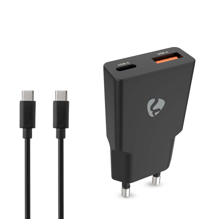 Nedis Seinälaturi | 20 W | GaN | PD3.0 | Pikalataus-toiminto | 1.5 / 2.0 / 2.22 A / 3.0 A | Lähtöliitäntöjen määrä: 2 | USB-A / USB-C™ | USB Type-C™ (irrallinen) Kaapeli | 1.50 m | Automaattinen Jännitteen Valinta | Musta ryhmässä ÄLYPUHELIMET JA TABLETIT / Laturit & Kaapelit / Seinälaturi / Seinälaturi Type C @ TP E-commerce Nordic AB (D24957)